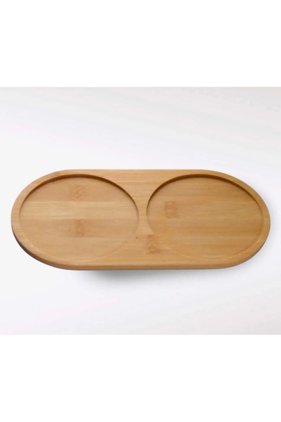 Pembelia Life Bamboo Oil Pot, Liquid Soap Presentation Tray 2 Compartments Presentation Plate