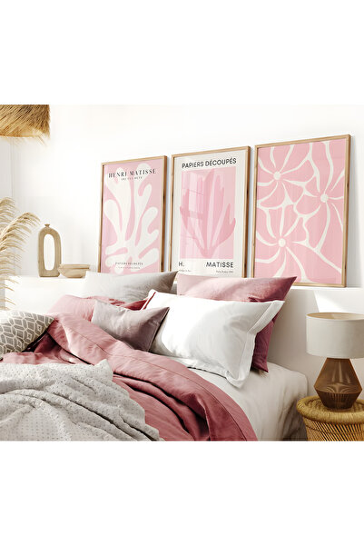 Home 3'lü set Allık Pembesi Matisse Baskısı, Trend Galeri Duvar Sanatı, Bohem...