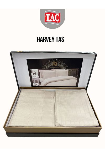 Taç Harvey Tas Jacquard Deluxe Satin Double Duvet Cover Set