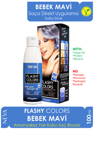 Flashy Colors Flashy Color Bebek Mavi 100ml Vegan Direkt Uygulanan Saç Boyası
