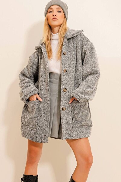TOPSHOW Kırçıllı Oversiz Peluş Ceket