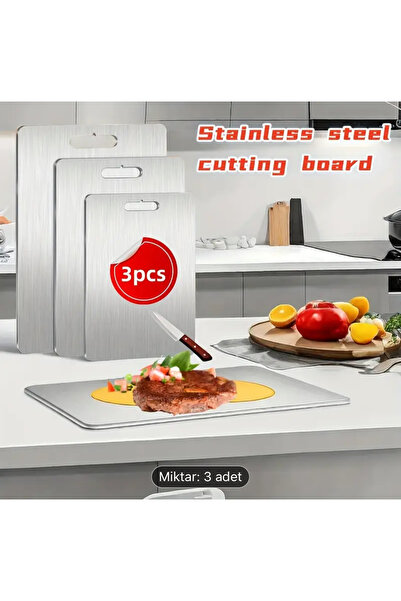 Stainless Art 3 Adet Paslanmaz Çelik Servis İçin Kaymaz Saplı Dayanıklı Kesme...