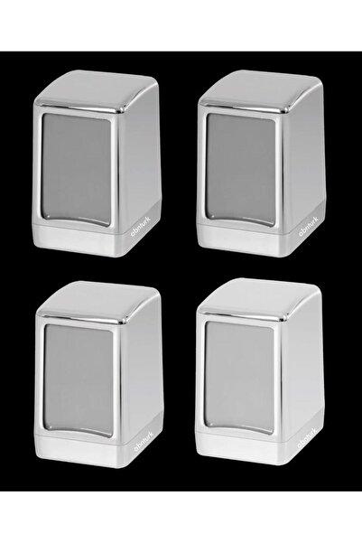 abnturk 4 Adet Krom Kaplama Masa Üstü Peçetelik Metalik Gri Kaplama Metal Gör...