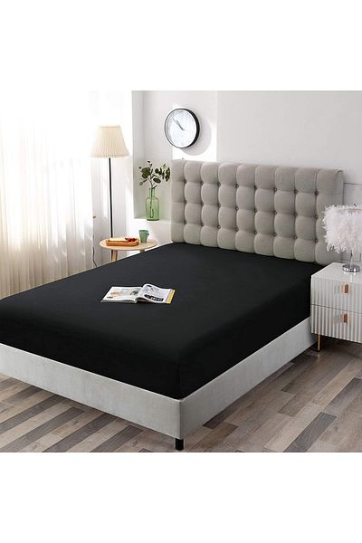 MERTİM Black Color 100% Cotton Combed Cotton Single/Double Fitted Sheet (Different Sizes)