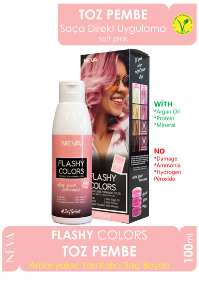 Flashy Colors Flashy Color Toz Pembe 100ml Vegan Direkt Uygulanan Saç Boyası