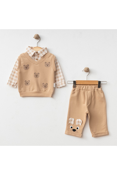 Little Pumpkin Baby Boy Plaid Shirt Detailed Set of 2