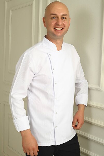 DENİZ İŞ Jachetă de bucătar pentru bărbați din țesătură alpaca cu model Camellia