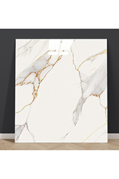 UKAB Kendinden Yapışkanlı Gold Mermer Desenli Pvc Yer Karosu Panel 30X30 Cm (...