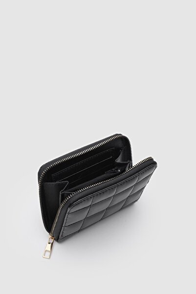OLLBAG Siyah Kare Nakış  Cüzdan - OL-1090