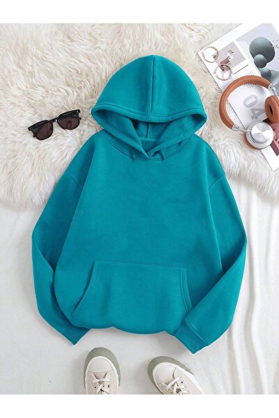 l'eivor Hanorac cu glugă unisex albastru petrol - căptușit cu 3 fire și ridicat