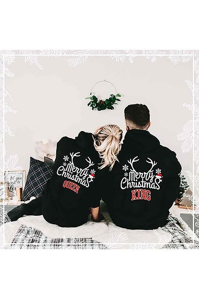 LEIVOR New Year's King & Queen Christmas Lover Couple Combination Sweatshirt