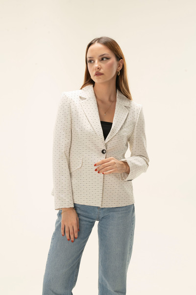 MY COUSİN Tek Düğme Astarlı Vatkalı Kısa Blazer ceket