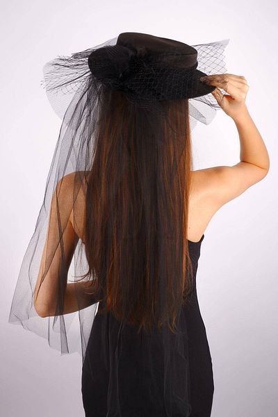 Hobigram Black Wedding Hat Vualet Hena Bridal Accessory with Bow Hair Accessory – Party Hat, Stylish Design
