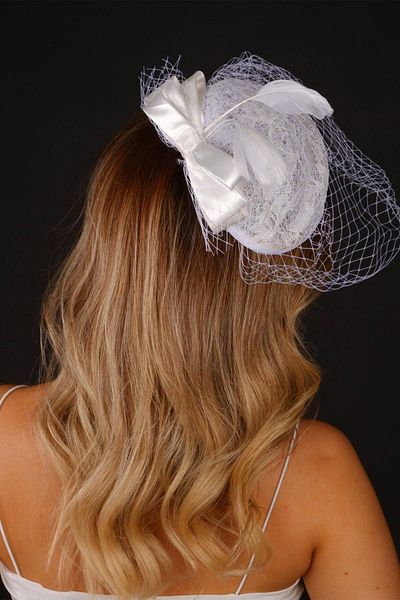 Hobigram Off White Wedding Hat Vualet Seda Lace Tulle Bridal Accessory Hair Accessory