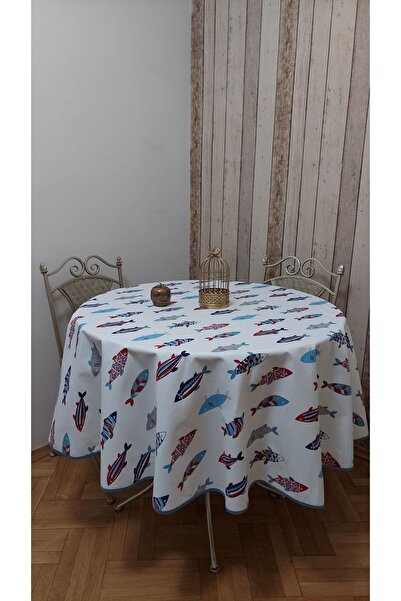 gonk Round, Fish Pattern,Duck (Liquid Protective,Stain-Protective) Fabric,Tablecloth