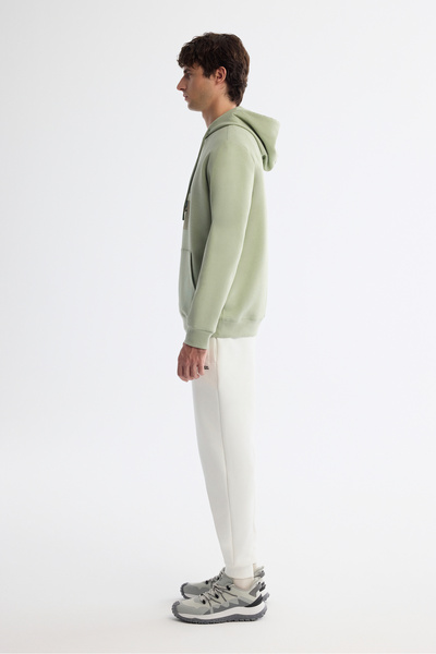 Avva Erkek Mint Yeşil Kapüşonlu Pamuklu Baskılı Elastan Regular Fit Sweatshirt A42Y1321
