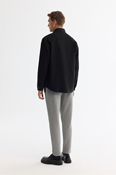 Avva Erkek Siyah Klasik Yaka Kaşe Kapaklı Comfort Fit Gömlek Ceket A42Y2129