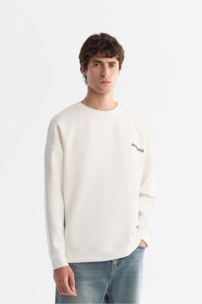 Avva Ανδρικό φούτερ Ecru Crew Neck Elastane A42y1248