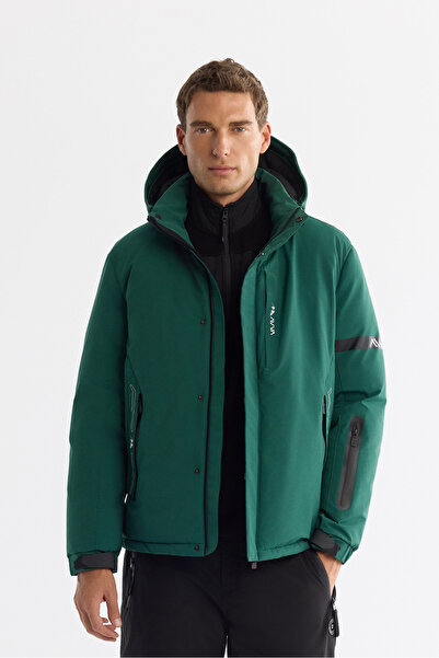 Avva Чоловічий зелений водовідштовхувальний вітрозахисний -20°C міцний надувний лижний куртка з капюшоном A42Y6159