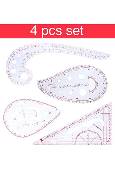 BGA French Sewing Ruler French Fashion Design Ruler Drawing Ruler Set 4 Pcs Set