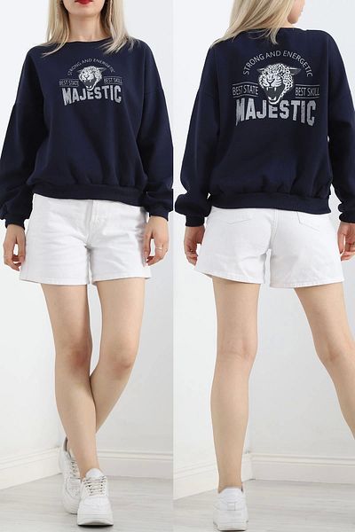 MMB Boutique Sweat cu două fire cu imprimeu bleumarin - 21501.200.