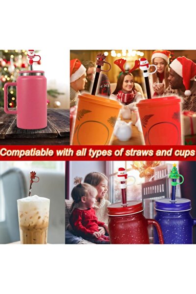 Yenigeldi 2 Pieces 6 mm Christmas Straw Cover Christmas Ornament