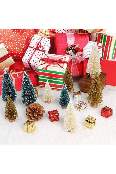 Yenigeldi 3Pcs (2Pcs 10cm 1Pcs 15cm) Miniature Christmas Tree Christmas Ornament