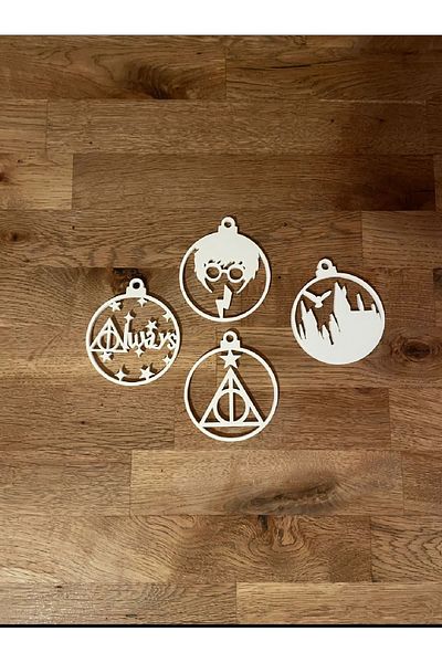 TRENDİN YOLU Harry Potter Themed White 12 Pieces Christmas Tree Ornament New Year Christmas 7 cm