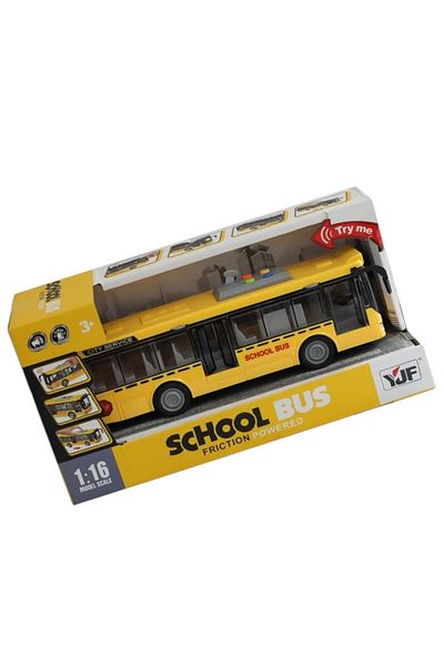 CUFFCUFFTOYS Toy Sound and Light Openable Door School Bus 26 cm 08642