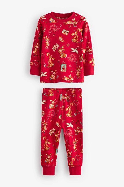 Next Baby 100% Organic Cotton Red/Navy Blue Dog Pattern Long Sleeve 3-Piece Bottom Top Pajama Set Alyf65988