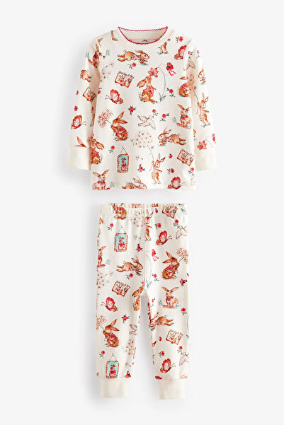 Next Baby 100% Organic Cotton Red/Navy Blue Dog Pattern Long Sleeve 3-Piece Bottom Top Pajama Set Alyf65988