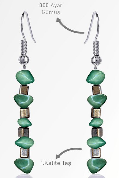 Erilsa Certified Raw Broken Stone Model Aventurine Stone Earrings