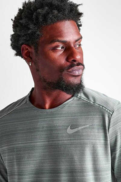 Nike Miler Dri Fit Grey Running T-Shirt - Ανακλαστικό, για προπόνηση