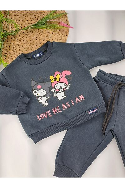 Butik 3 Yarn Fleece Tracksuit Set for Girl/Baby - Kuromi Printed, Regular Fit
