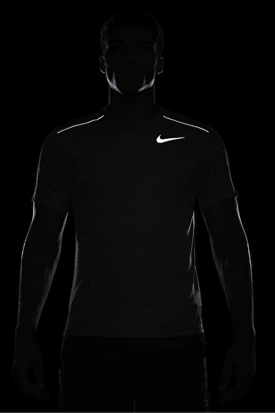 Nike Miler Dri Fit Grey Running T-Shirt - Ανακλαστικό, για προπόνηση