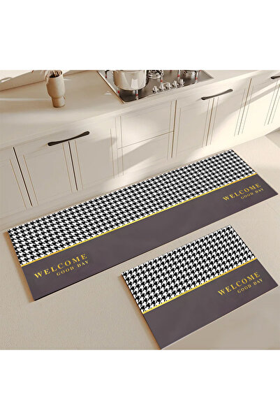 Else Dekor Dekoratif Kaymaz Taban Yıkanabilir Desenli Tezgah Önü Yolluk Paspa...