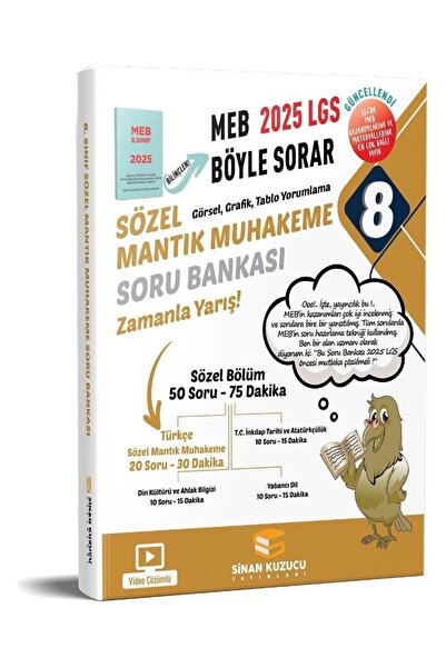 SİNAN KUZUCU YAYINLARI Sinan Kuzucu 8. Sınıf Sözel Mantık Muhakeme Soru Bankası