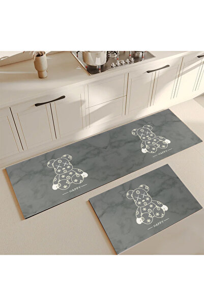 Else Dekor Dekoratif Kaymaz Taban Yıkanabilir Desenli Tezgah Önü Yolluk Paspa...