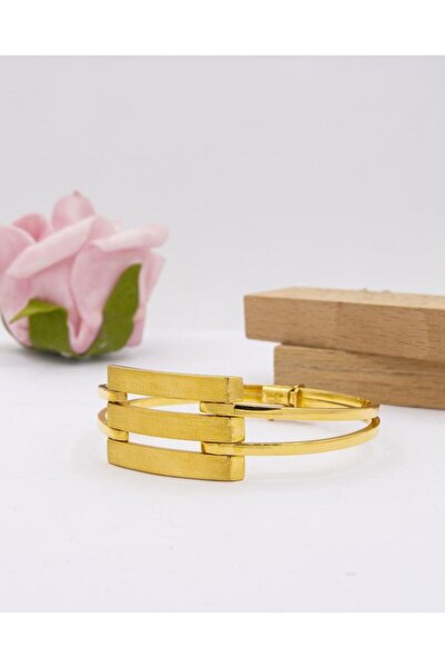 latif kuyumcu 22 Ayar Altın Kelepçe Bilezik Üçlü Kaburga Kadın Bilezik Bilekl...