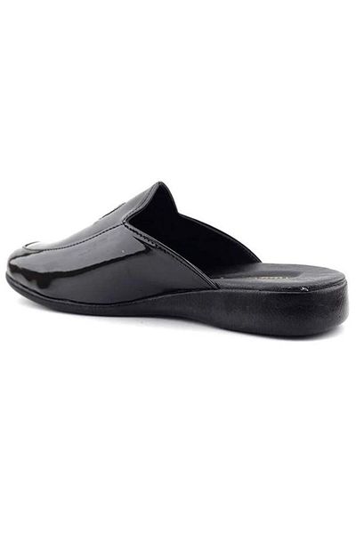 Pierre Cardin 289 Ανδρικές κεντημένες μαύρες λουστρίνι παντόφλες γαμπρού
