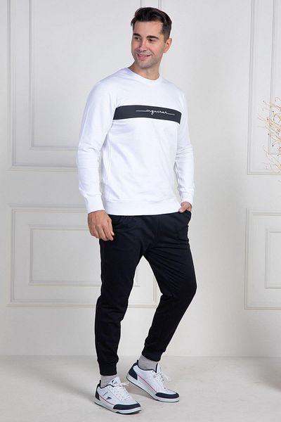 Mecit Pijama Mecit 2910 Λευκό Σετ Πιτζάμες Ανδρικό Πλεκτό Αθλητικό Μοντέλο με δύο Κλωστές