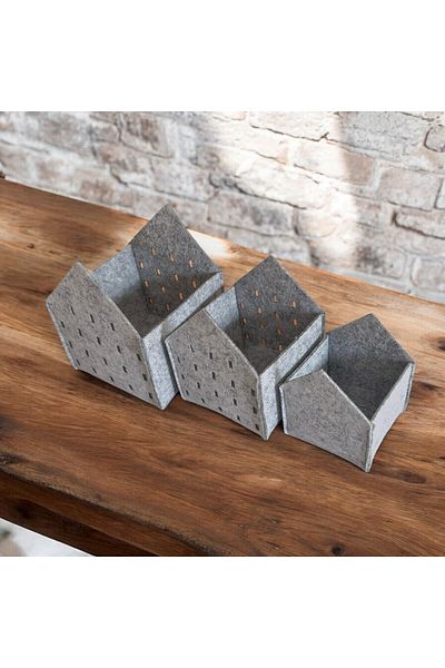 Next Craft 3 Pieces Decorative Box Organizer - Felt Basket, Multi-Purpose