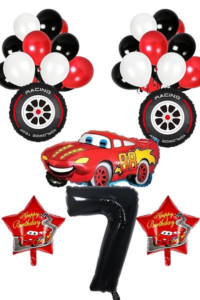 Patladı Gitti 7 Years Old Cars Themed Birthday Party Celebration Balloon Set