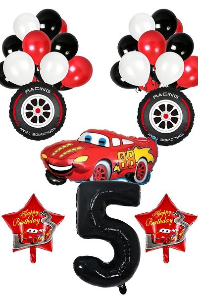 Patladı Gitti 5 Years Old Cars Themed Birthday Party Celebration Balloon Set