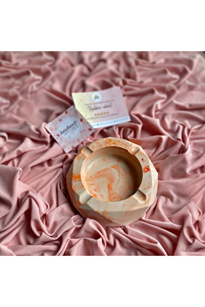 Handmade Mermer Desenli Dekoratif Turuncu Küllük - Elmas Küllük