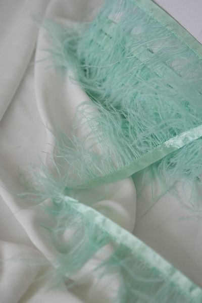 İstoria Bridal Water Green Camel Feather - Half Meter 50 cm Decorative Strip