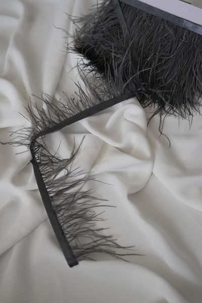İstoria Bridal 50cm Gray Gooseneck Feather - Otriş and Hobby Decorating Feather Decorative Strip