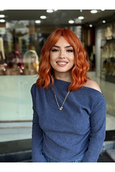 Fenomen Peruk Bakır Kısa Dalgalı Peruk Model