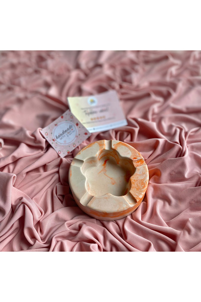 Handmade Mermer Desenli Dekoratif Turuncu Küllük - Papatya Küllük