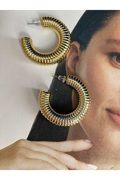 Pinery Jewels Tırtık Desenli Tombul Halka Küpe Çifti